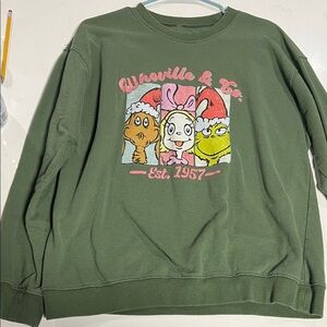 Gildan Olive Green "Whoville & Co." Graphic Crewneck Sweatshirt